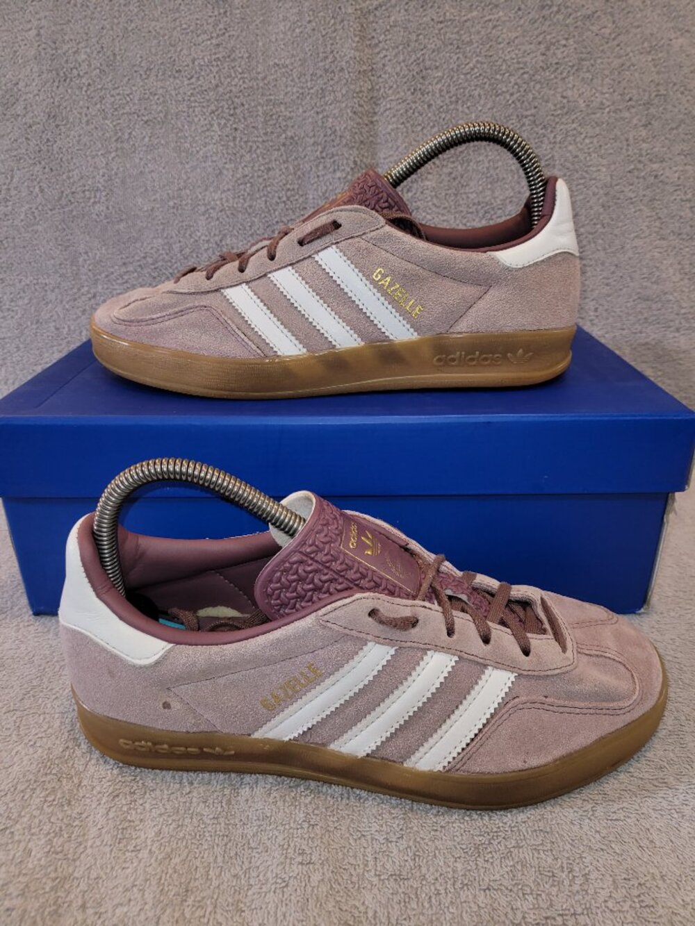 Adidas Gazelle Women's Size 7 Fig Purple White Tan Gum Sneakers IH5483 (#2230)
